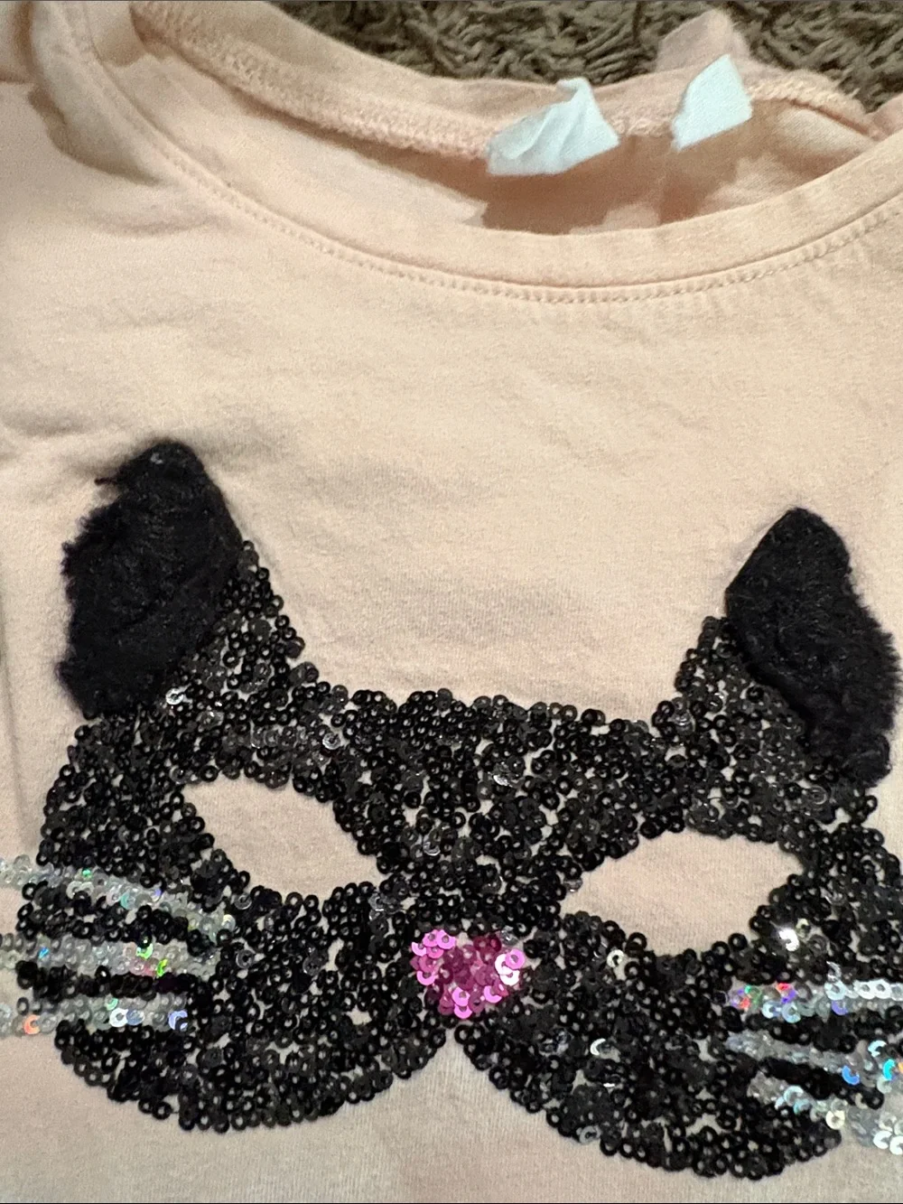 GAP Pink Long-Sleeve Cat Sequin Pajama Set